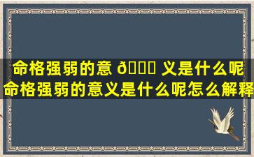 命格强弱的意 🐘 义是什么呢「命格强弱的意义是什么呢怎么解释」